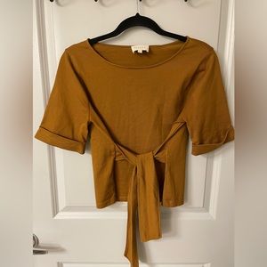 NWOT Sezane Trevor Tie Waist T-Shirt Top in Camel